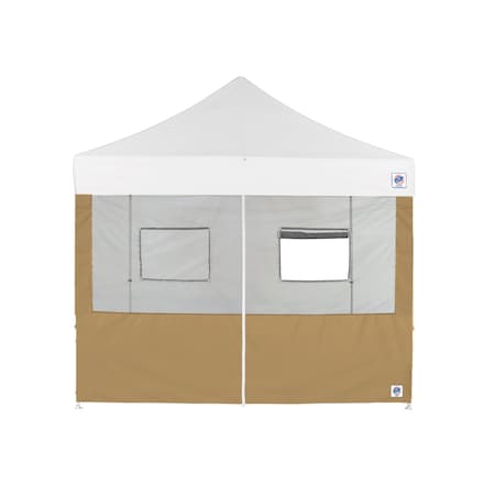 E-Z Up TAA Compliant Food Booth Middle Zipper Sidewall, 10' W x 10' H, Coyote Brown SW3FBFXTM10CB